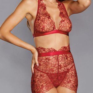 Dreamgirl Lingerie Nothing Bud Romance Bralette Set in Garnet